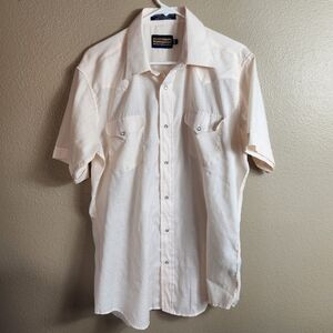 Panhandle Slim Vintage Mens |Size 16 ML| Light Peach SS Western Pearl Snap Shirt